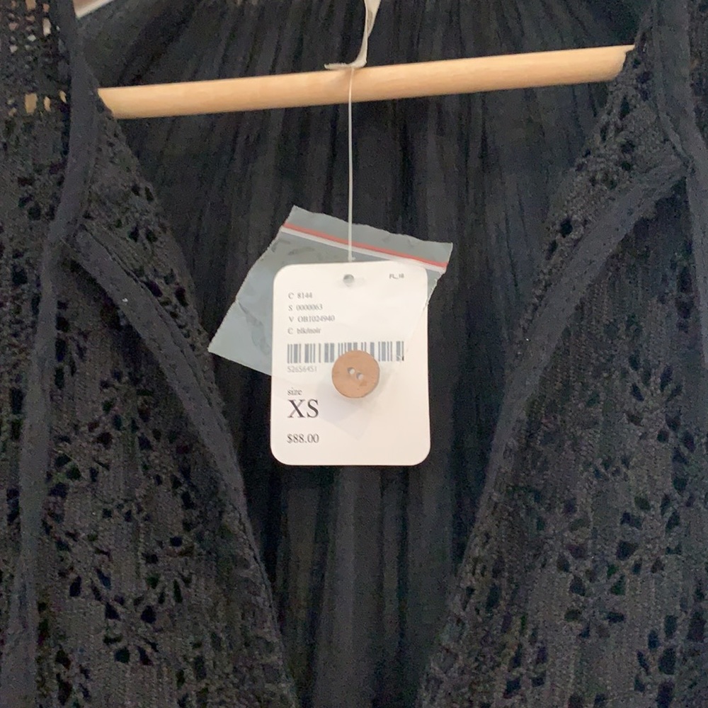 Free People NWT Dress Crocheted front Black XS - Picture 3 of 12